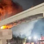 Un incendio en la L6 de Metrorrey consume una torre de iluminación, afortunadamente sin reportar víctimas ni daños personales.