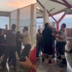 Dos hombres fueron captados en video pelear en la estación Félix U. Gómez, lo que llevó a su detención.