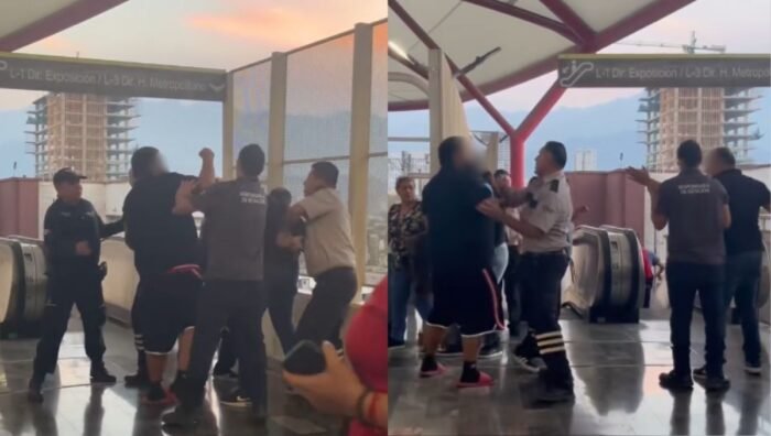 Dos hombres fueron captados en video pelear en la estación Félix U. Gómez, lo que llevó a su detención.